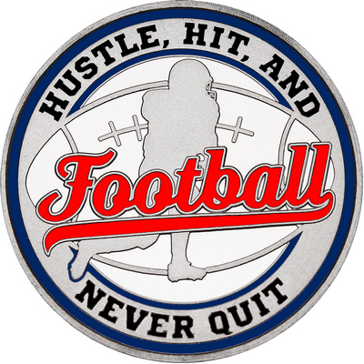 Red "Football" with Navy Blue Outer Circular Borders